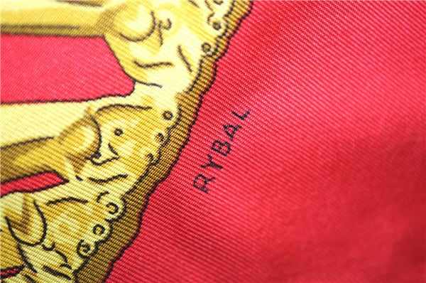Authentic HERMES Carre 90 Scarf "LES CAVALIERS D'OR " Silk Pink Box 6691E