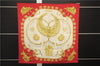 Authentic HERMES Carre 90 Scarf "LES CAVALIERS D'OR " Silk Pink Box 6691E