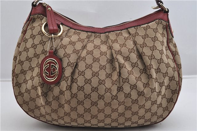 Authentic GUCCI Sukey Shoulder Bag GG Canvas Leather 232955 Brown 6691F