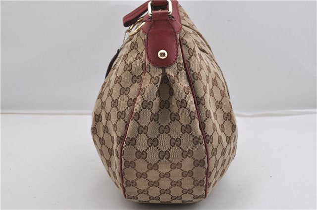 Authentic GUCCI Sukey Shoulder Bag GG Canvas Leather 232955 Brown 6691F