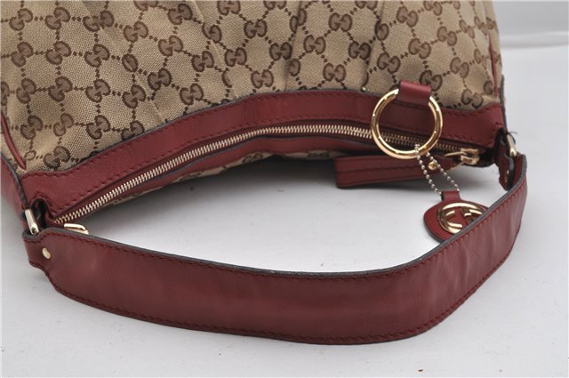Authentic GUCCI Sukey Shoulder Bag GG Canvas Leather 232955 Brown 6691F