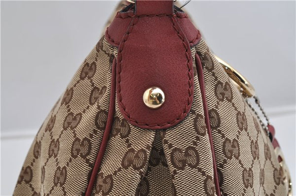 Authentic GUCCI Sukey Shoulder Bag GG Canvas Leather 232955 Brown 6691F