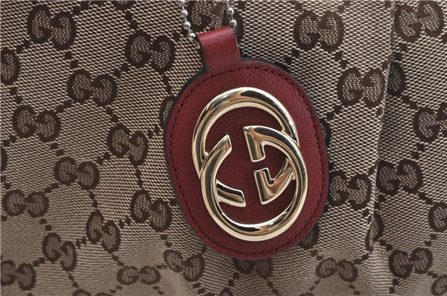 Authentic GUCCI Sukey Shoulder Bag GG Canvas Leather 232955 Brown 6691F