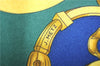 Authentic HERMES Carre 90 Scarf "LES TUILERIES " Silk Blue Green Box 6692E