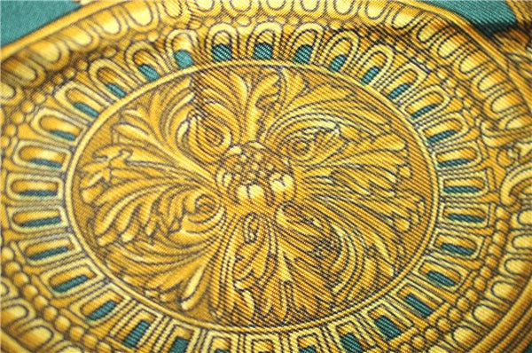 Authentic HERMES Carre 90 Scarf "LES TUILERIES " Silk Blue Green Box 6692E