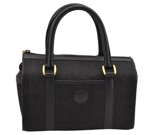 Authentic GUCCI Vintage Hand Boston Bag Purse Canvas Leather Black Junk 6692I