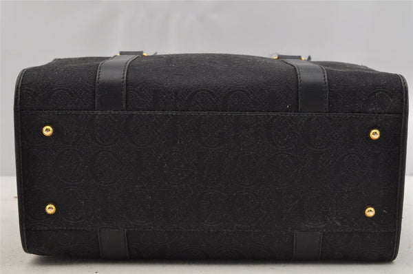 Authentic GUCCI Vintage Hand Boston Bag Purse Canvas Leather Black Junk 6692I