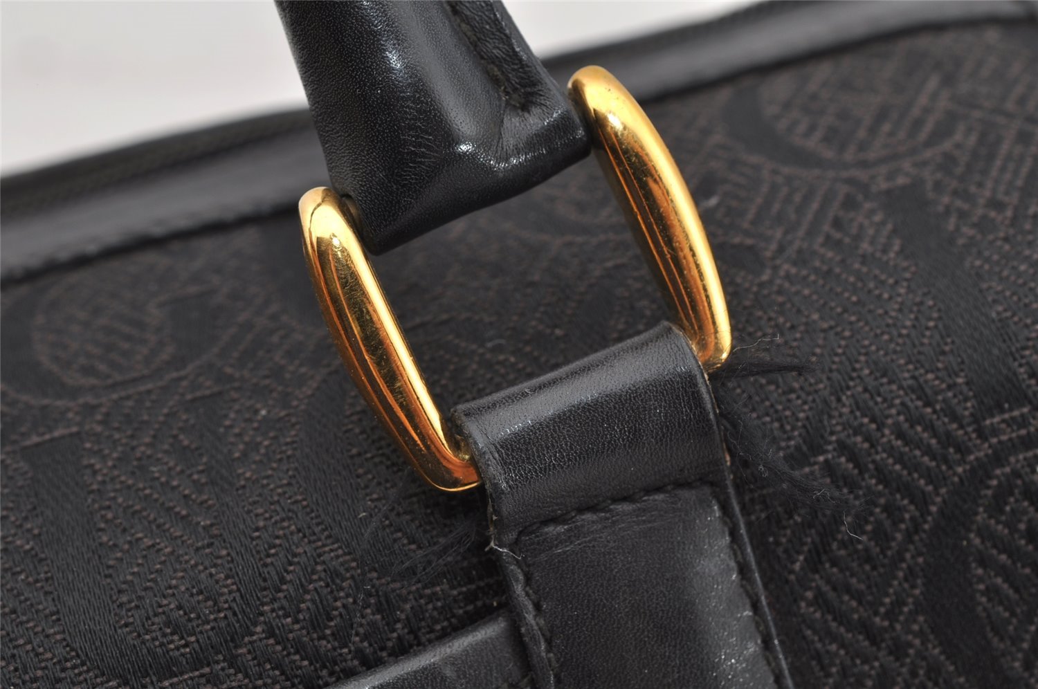 Authentic GUCCI Vintage Hand Boston Bag Purse Canvas Leather Black Junk 6692I