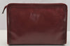 Authentic CELINE Vintage Clutch Hand Bag Purse Leather Bordeaux Red 6693I