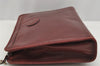 Authentic CELINE Vintage Clutch Hand Bag Purse Leather Bordeaux Red 6693I