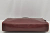 Authentic CELINE Vintage Clutch Hand Bag Purse Leather Bordeaux Red 6693I