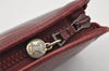 Authentic CELINE Vintage Clutch Hand Bag Purse Leather Bordeaux Red 6693I