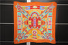 Authentic HERMES Pleats Scarf "L'ART INDIEN DES PLAINES" Silk Orange Box 6695E