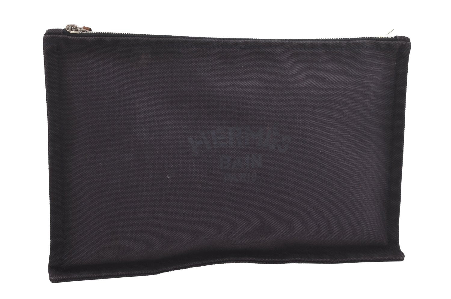 Authentic HERMES Vintage Yachting GM Pouch Purse Canvas Purple 6697I