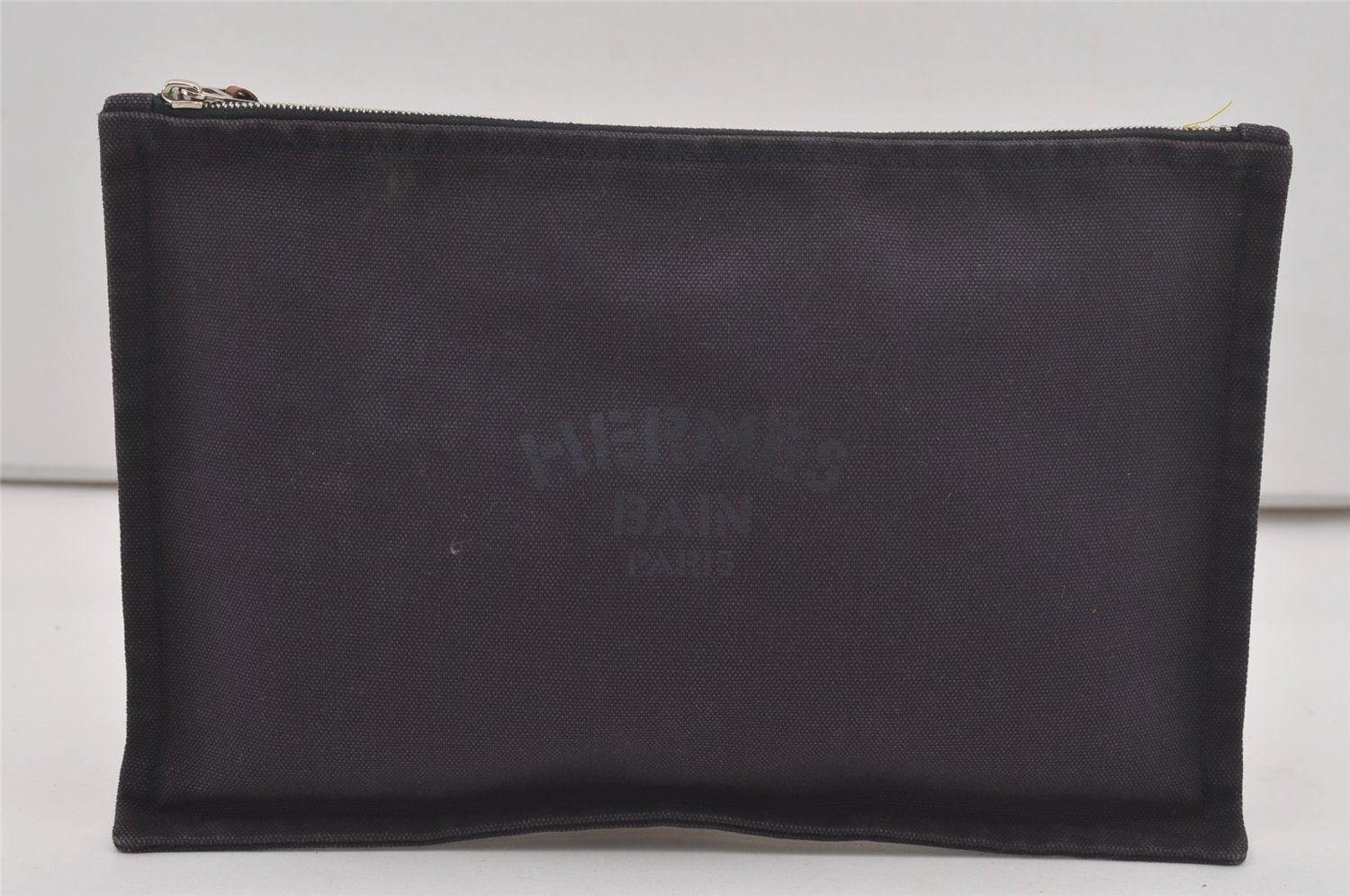 Authentic HERMES Vintage Yachting GM Pouch Purse Canvas Purple 6697I