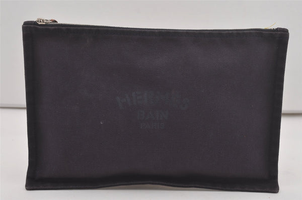 Authentic HERMES Vintage Yachting GM Pouch Purse Canvas Purple 6697I