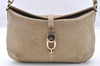 Authentic GUCCI Square GG Shoulder Bag Purse Suede Leather 0014147 Beige 6698I
