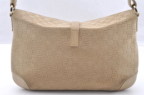 Authentic GUCCI Square GG Shoulder Bag Purse Suede Leather 0014147 Beige 6698I
