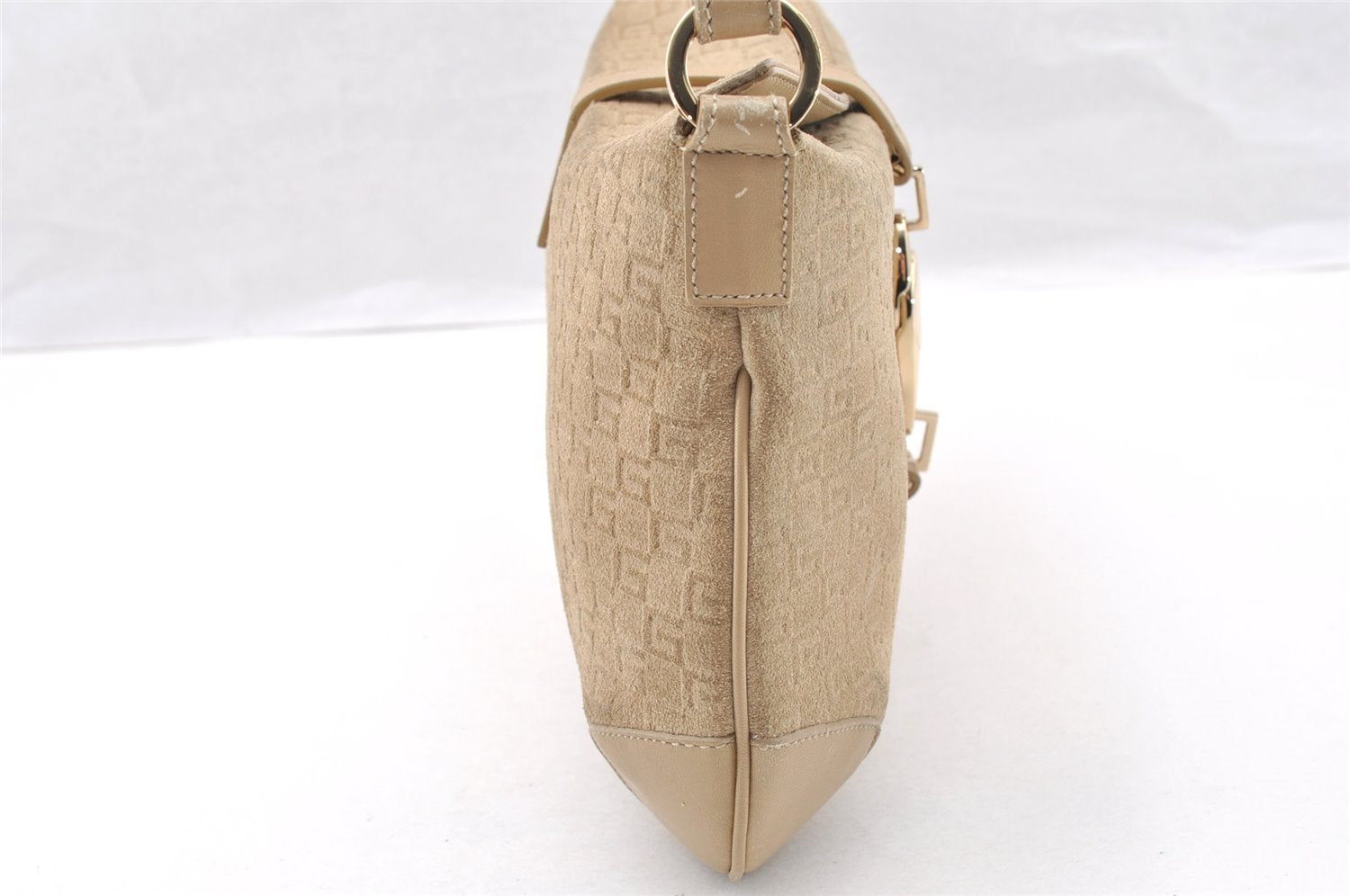 Authentic GUCCI Square GG Shoulder Bag Purse Suede Leather 0014147 Beige 6698I