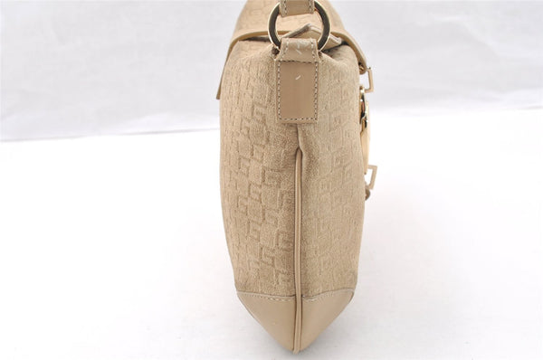 Authentic GUCCI Square GG Shoulder Bag Purse Suede Leather 0014147 Beige 6698I