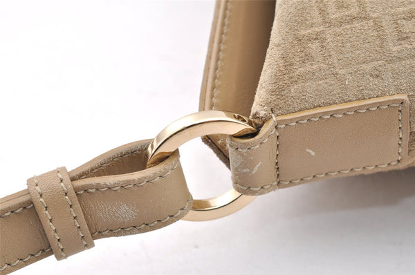 Authentic GUCCI Square GG Shoulder Bag Purse Suede Leather 0014147 Beige 6698I