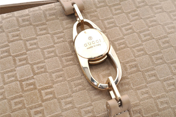 Authentic GUCCI Square GG Shoulder Bag Purse Suede Leather 0014147 Beige 6698I