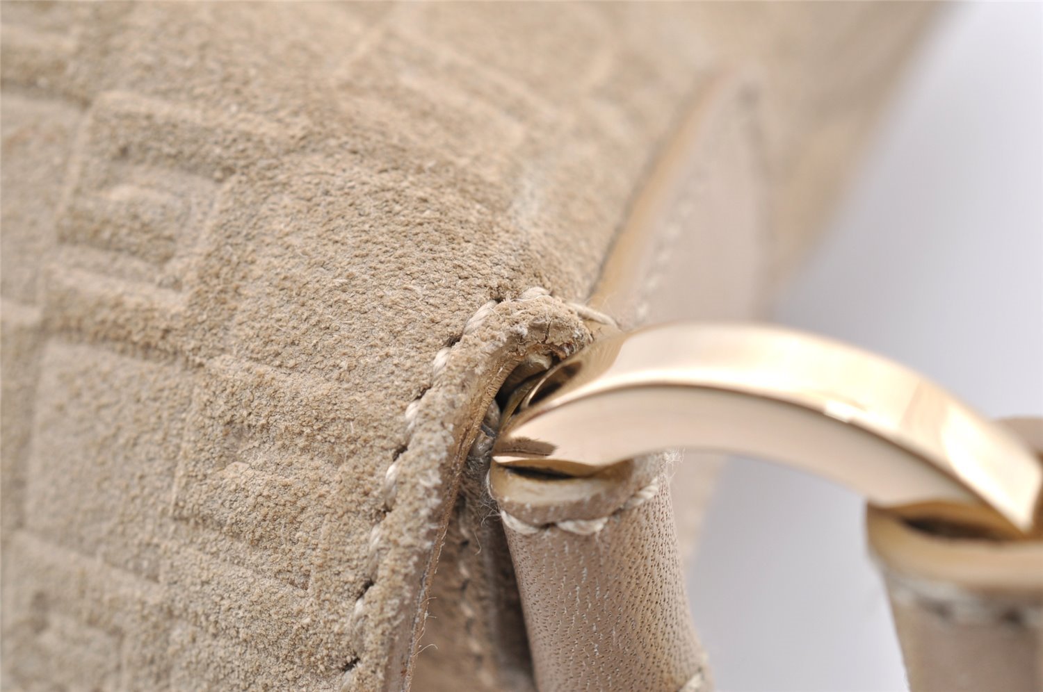 Authentic GUCCI Square GG Shoulder Bag Purse Suede Leather 0014147 Beige 6698I