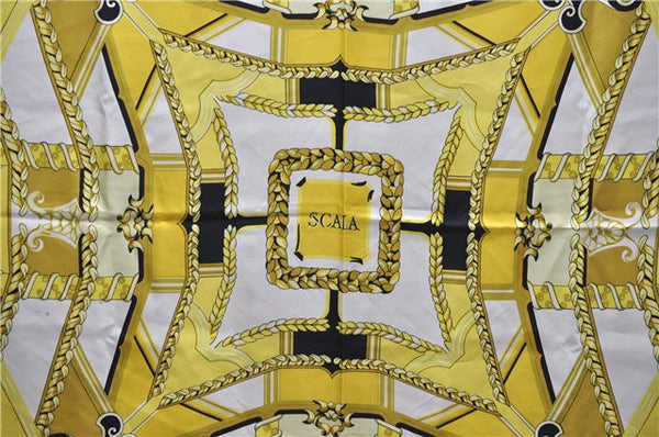 Authentic HERMES Carre 90 Scarf "SCALA" Silk Ivory 6699C