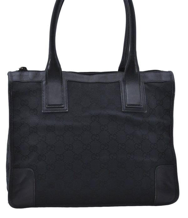 Authentic GUCCI Shoulder Tote Bag Purse GG Canvas Leather 0000855 Black 6699D