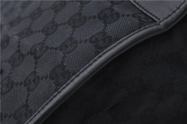 Authentic GUCCI Shoulder Tote Bag Purse GG Canvas Leather 0000855 Black 6699D