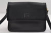 Authentic Burberrys Vintage Leather Shoulder Cross Body Bag Purse Black 6699I