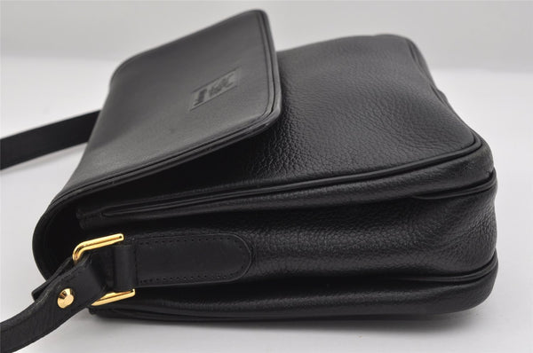 Authentic Burberrys Vintage Leather Shoulder Cross Body Bag Purse Black 6699I