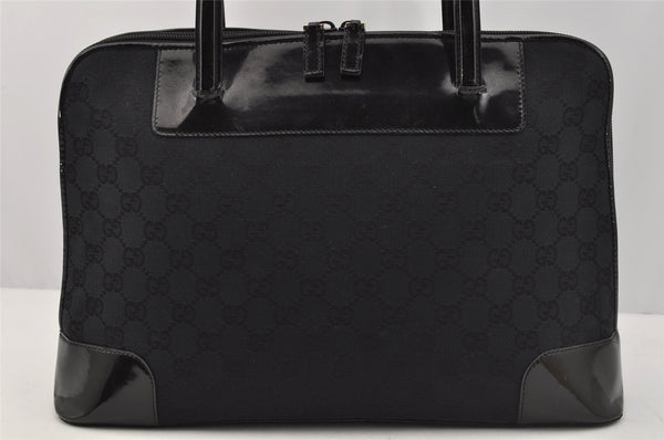Authentic GUCCI Vintage Shoulder Hand Bag GG Canvas Enamel 0021122 Black 6701I