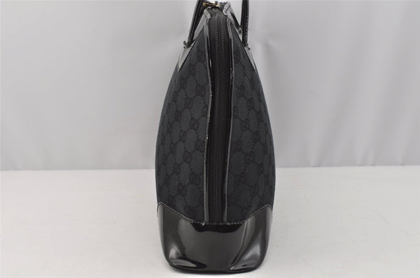 Authentic GUCCI Vintage Shoulder Hand Bag GG Canvas Enamel 0021122 Black 6701I
