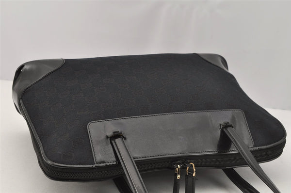 Authentic GUCCI Vintage Shoulder Hand Bag GG Canvas Enamel 0021122 Black 6701I