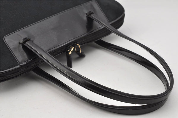 Authentic GUCCI Vintage Shoulder Hand Bag GG Canvas Enamel 0021122 Black 6701I