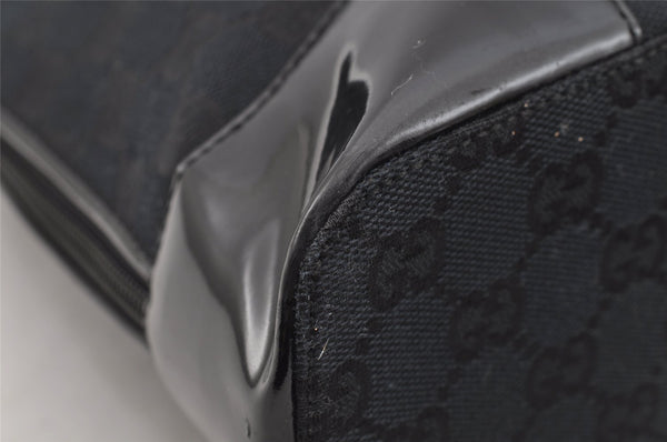 Authentic GUCCI Vintage Shoulder Hand Bag GG Canvas Enamel 0021122 Black 6701I