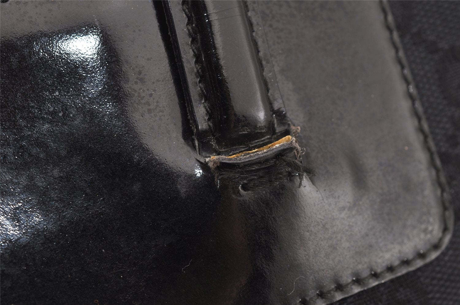 Authentic GUCCI Vintage Shoulder Hand Bag GG Canvas Enamel 0021122 Black 6701I