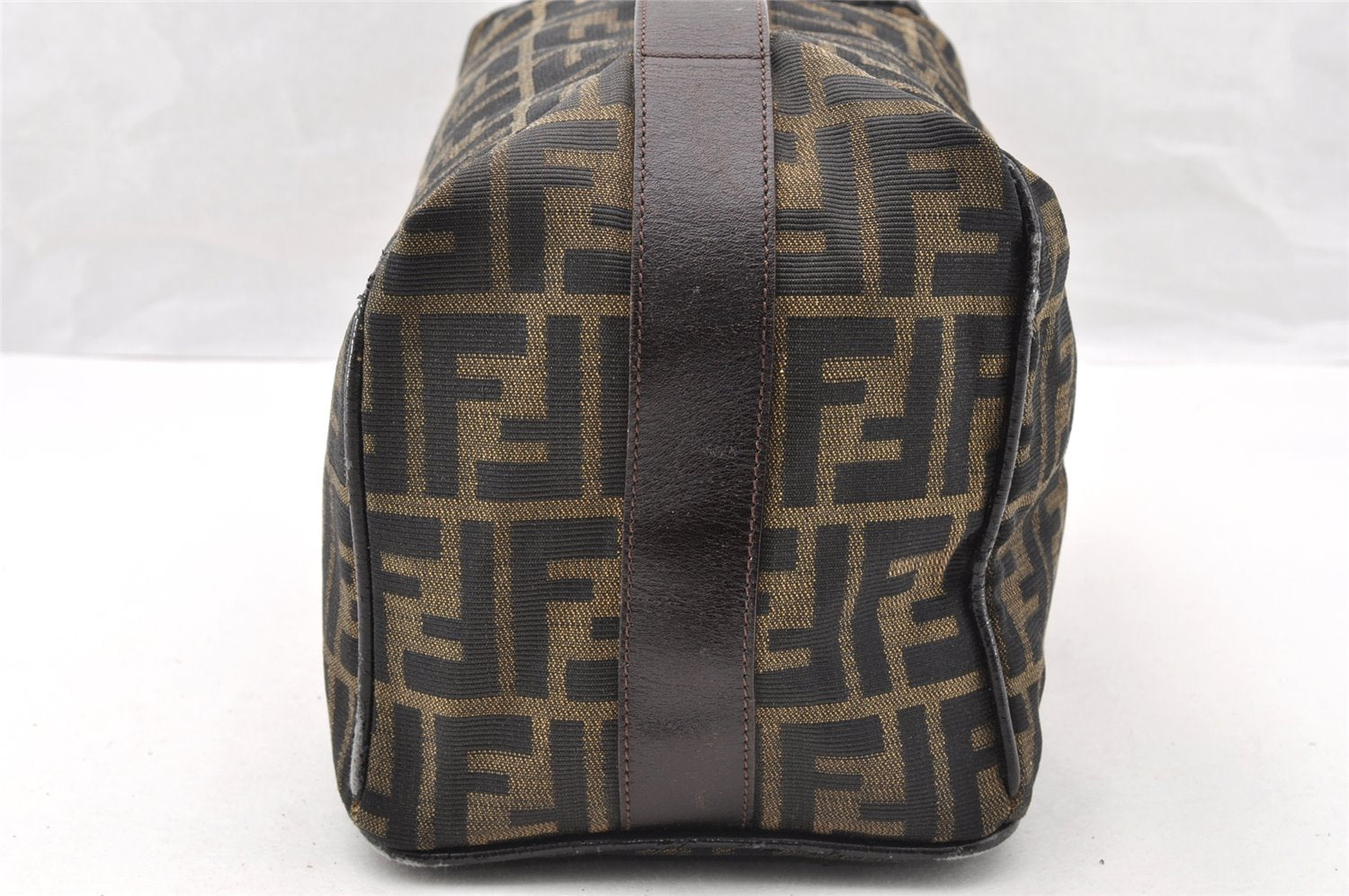 Authentic FENDI Vintage Zucca Hand Bag Purse Canvas Leather Brown Junk 6702I