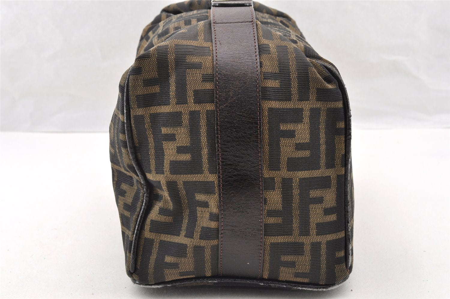 Authentic FENDI Vintage Zucca Hand Bag Purse Canvas Leather Brown Junk 6702I