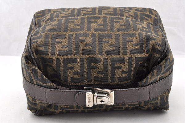 Authentic FENDI Vintage Zucca Hand Bag Purse Canvas Leather Brown Junk 6702I