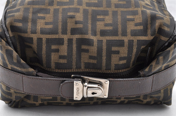Authentic FENDI Vintage Zucca Hand Bag Purse Canvas Leather Brown Junk 6702I