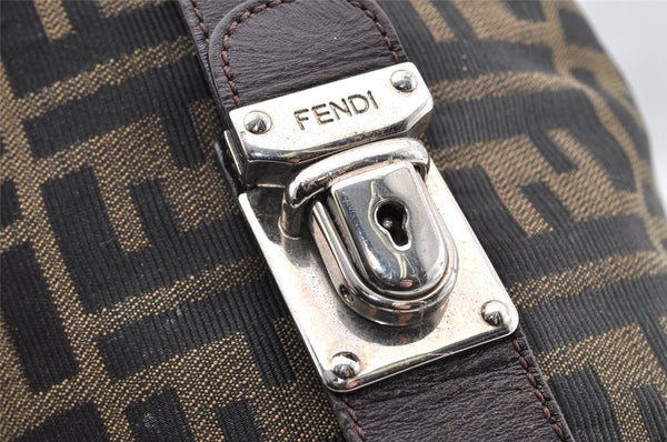 Authentic FENDI Vintage Zucca Hand Bag Purse Canvas Leather Brown Junk 6702I