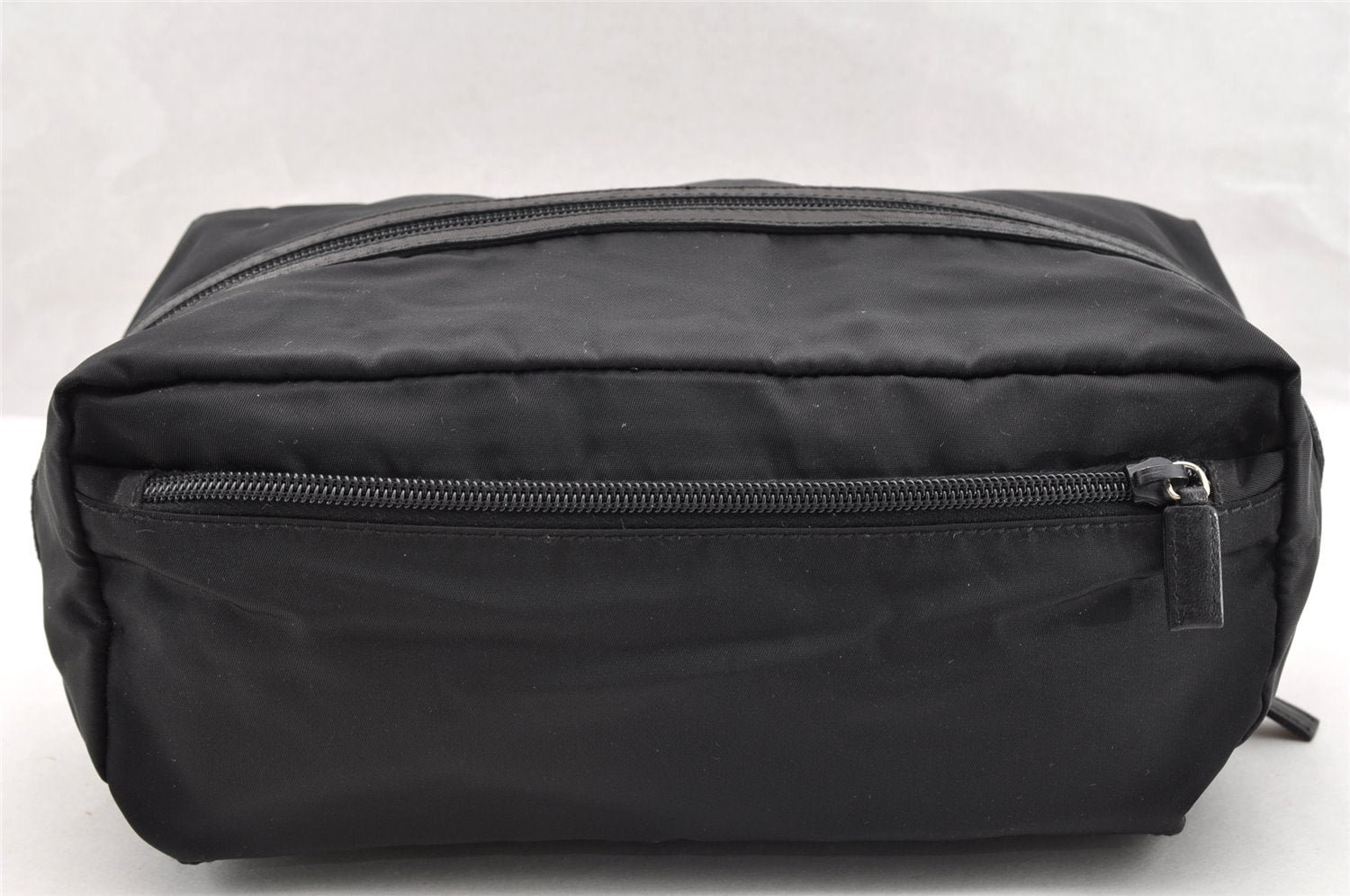 Authentic PRADA Nylon Tessuto Leather Clutch Hand Bag Purse Black 6703I