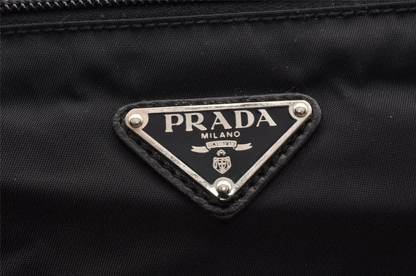 Authentic PRADA Nylon Tessuto Leather Clutch Hand Bag Purse Black 6703I