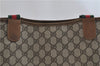 Authentic GUCCI Web Sherry Line Shoulder Tote Bag PVC Leather Brown 6704C