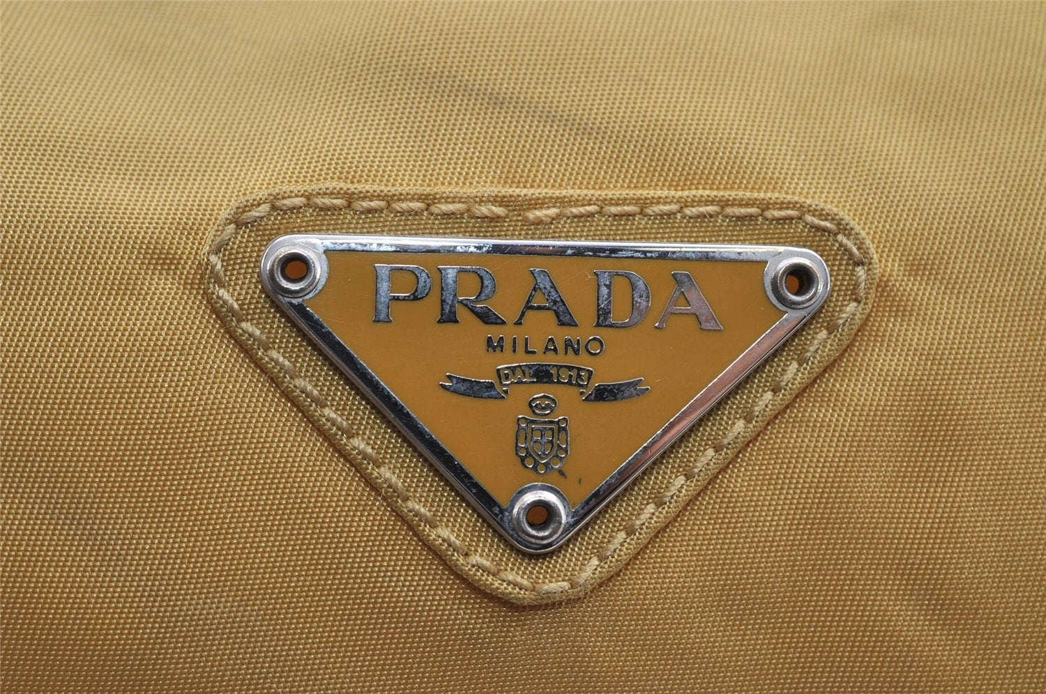 Authentic PRADA Nylon Tessuto Leather Shoulder Cross Body Bag Purse Yellow 6704I