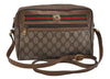 Authentic GUCCI Web Sherry Line Shoulder Cross Bag GG PVC Leather Brown 6705I