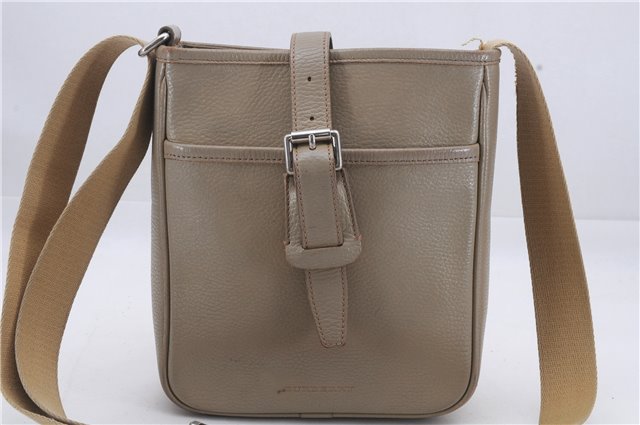 Authentic BURBERRY Vintage Leather Shoulder Cross Body Bag Purse Beige 6706D