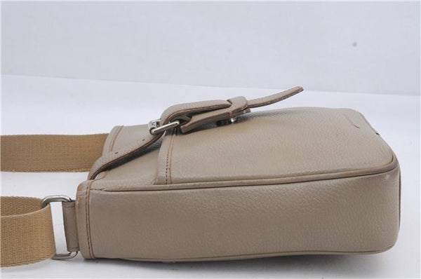 Authentic BURBERRY Vintage Leather Shoulder Cross Body Bag Purse Beige 6706D